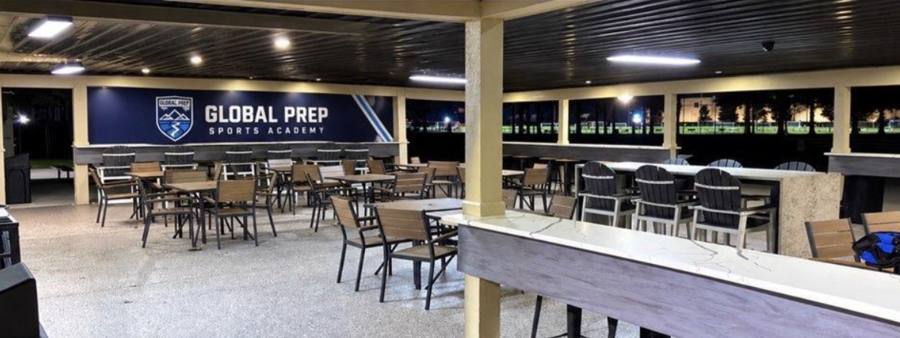 Global Prep covered patio and lounge